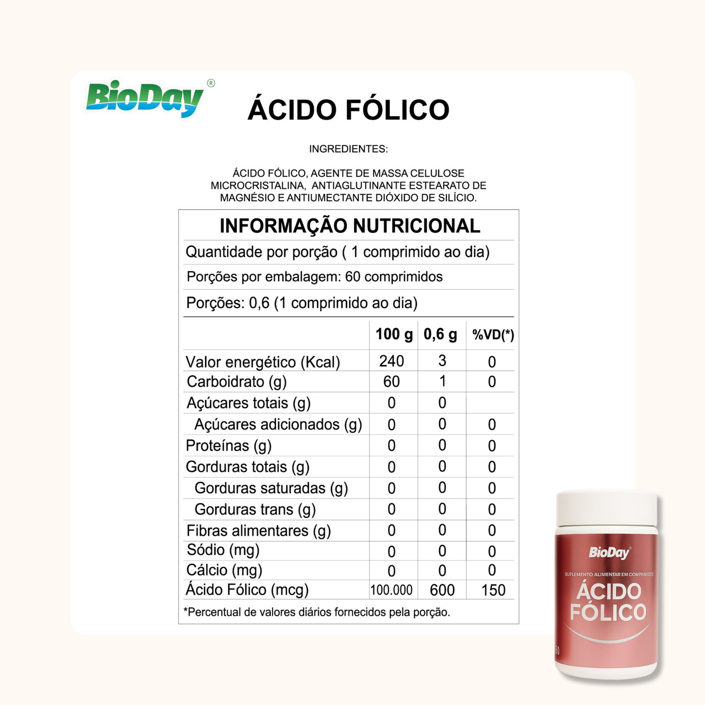 Ácido Fólico - 60 Cápsulas