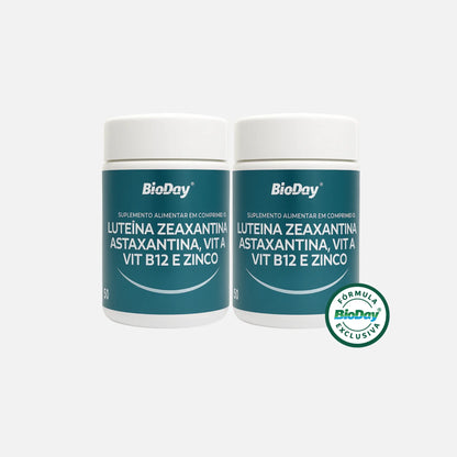 Kit Luteína + Zeaxantina + Astaxantina + Vitamina A + Vitamina B12 + Zinco - 2 Unidades - 120 Comprimidos
