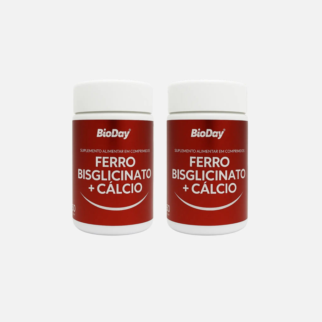 Kit Ferro Bisglicinato + Cálcio - 2 Unidades - 120 Comprimidos
