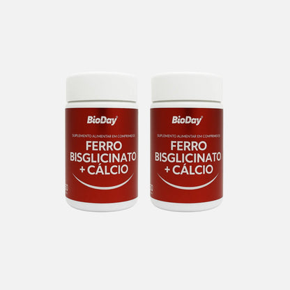 Kit Ferro Bisglicinato + Cálcio - 2 Unidades - 120 Comprimidos