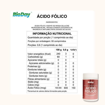 Ácido Fólico - 60 Cápsulas