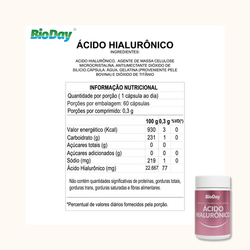 Ácido Hialurônico - 60 Cápsulas