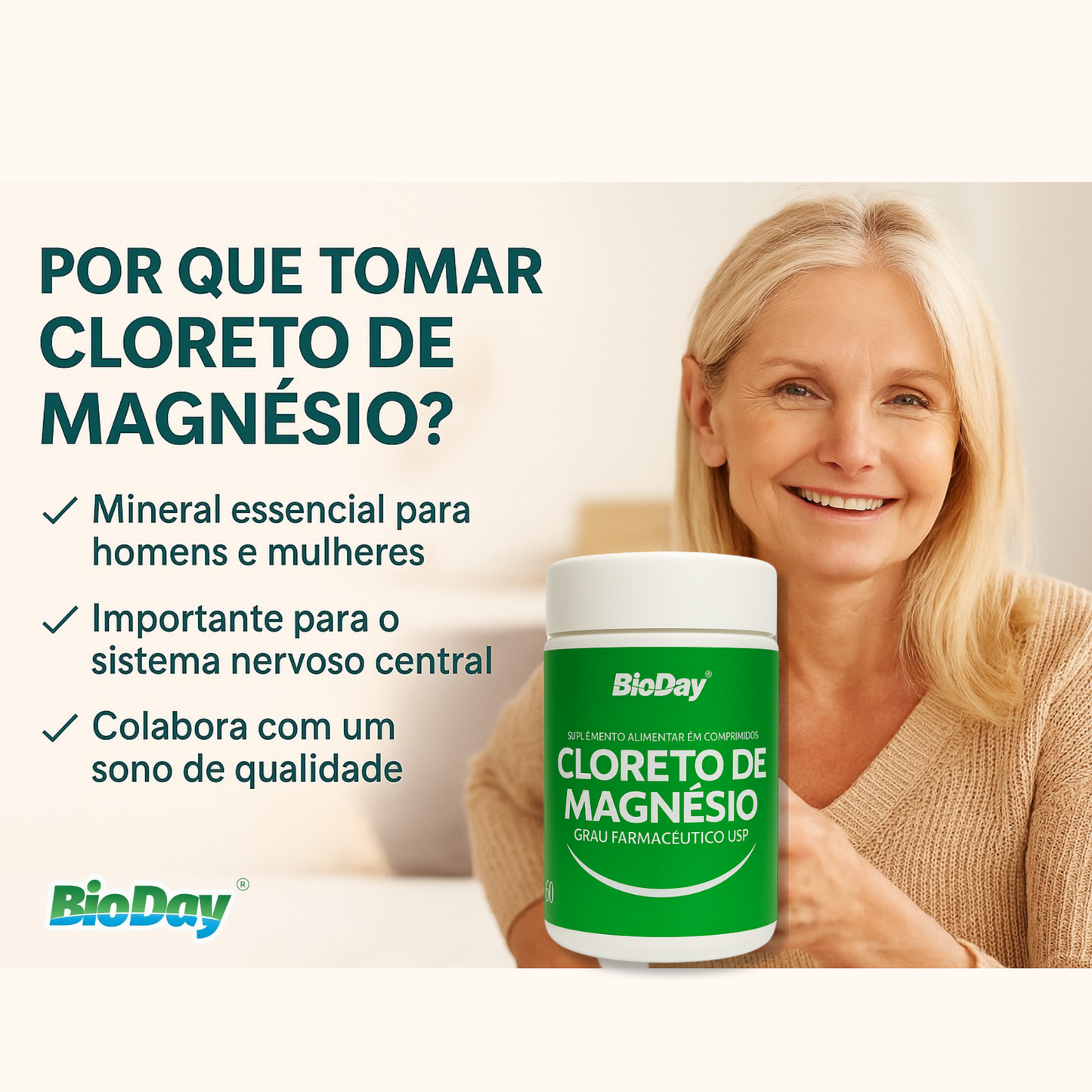 Cloreto De Magnésio Cápsulas Veganas - 60 Cápsulas