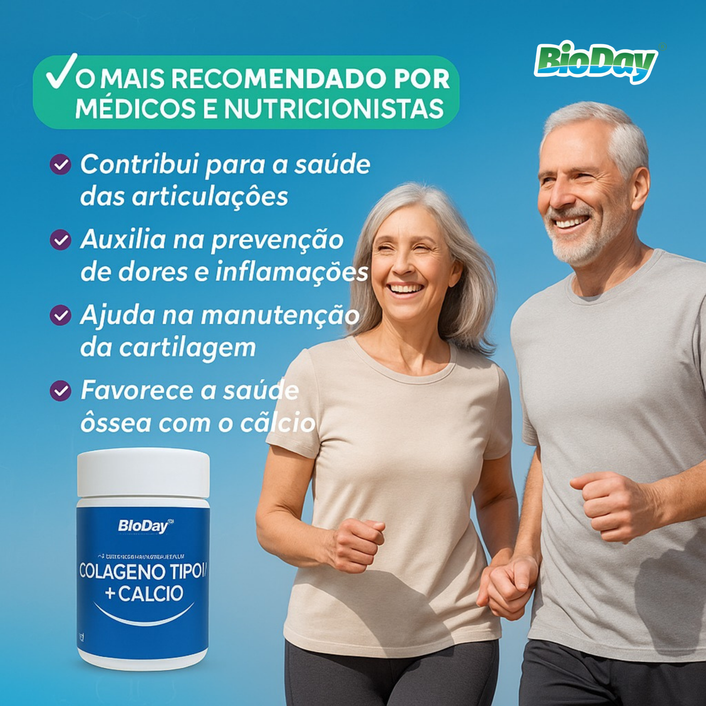 Colágeno Tipo 2 + Cálcio -  60 Cápsulas