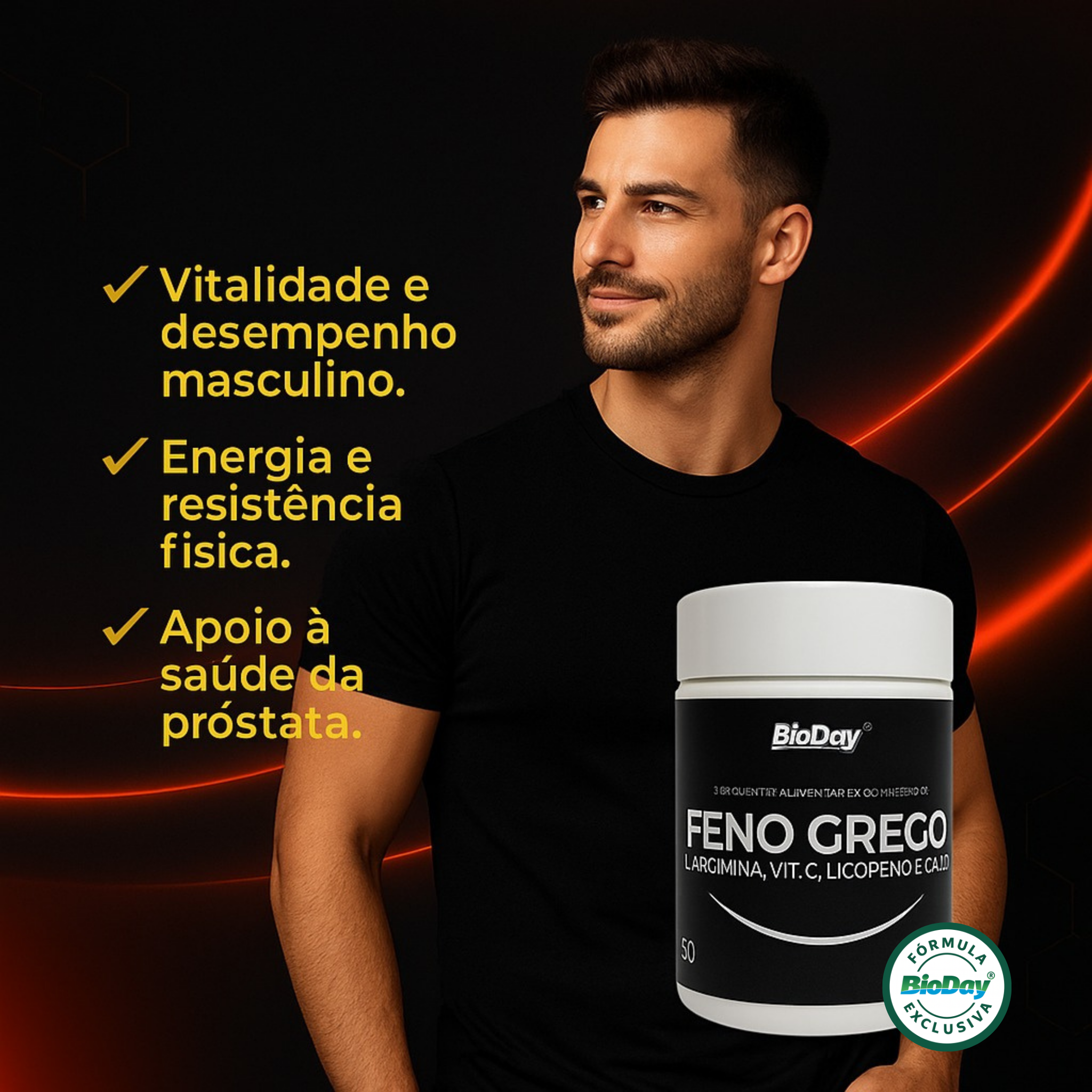 Kit Feno Grego + L-arginina + Licopeno + Vitamina C + Cálcio - 2 Unidades - 120 Comprimidos