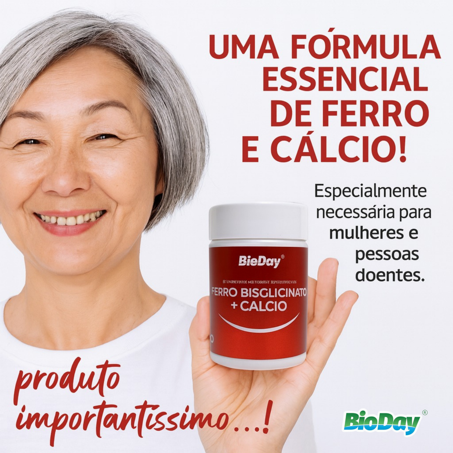 Kit Ferro Bisglicinato + Cálcio - 2 Unidades - 120 Comprimidos