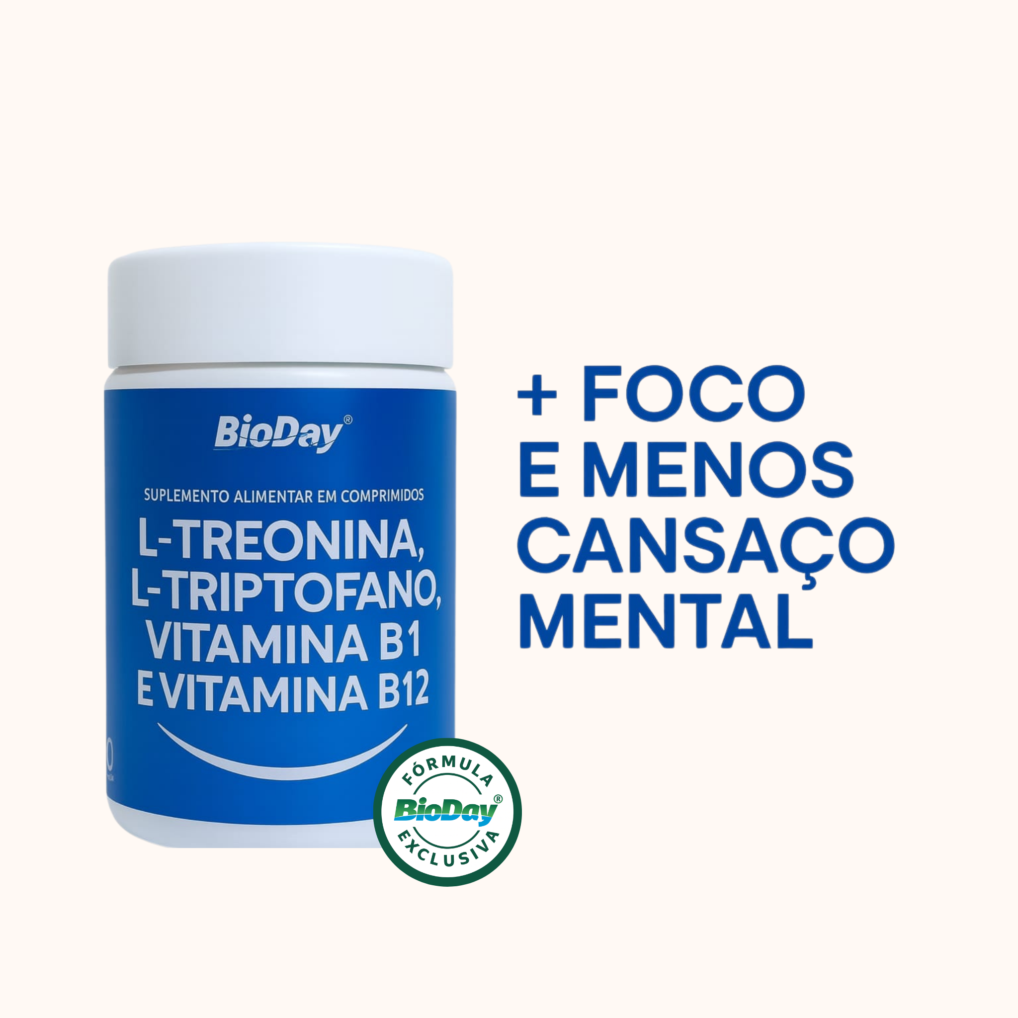 L-Treonina + L-Triptofano + Vitamina B1 + Vitamina 12 - 60 Comprimidos
