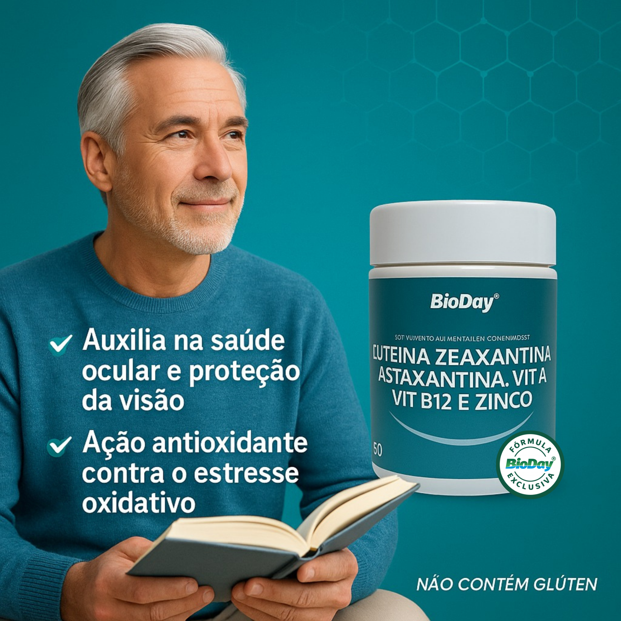 Luteína + Zeaxantina + Astaxantina + Vitamina A + Vitamina B12 + Zinco - 60 Comprimidos