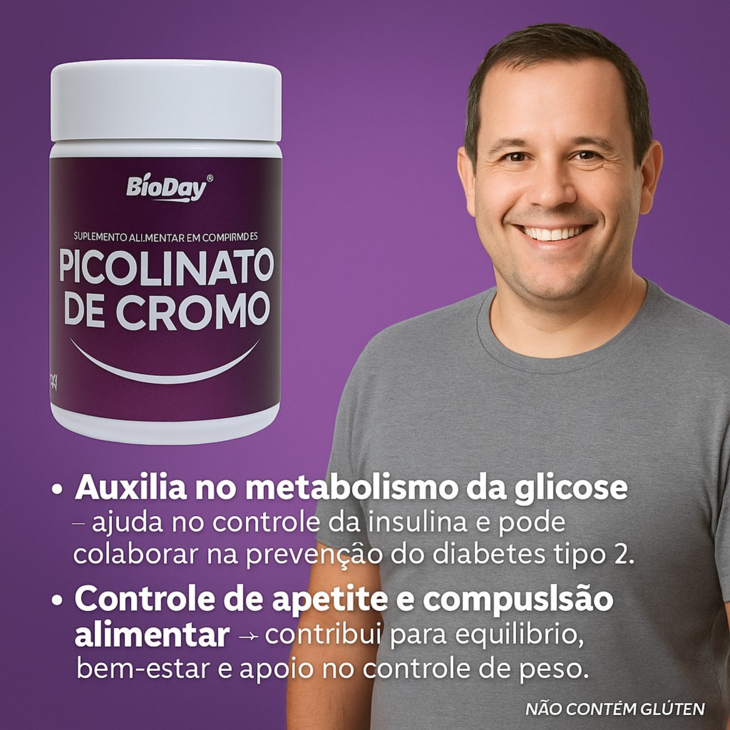 Kit Picolinato Cromo - 2 Unidades - 120 Comprimidos