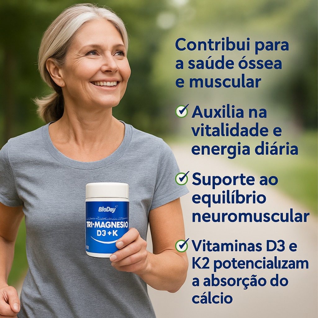 Kit Tri Magnésio + Vitamina D3 e K2 - 2 Unidades - 120 Comprimidos