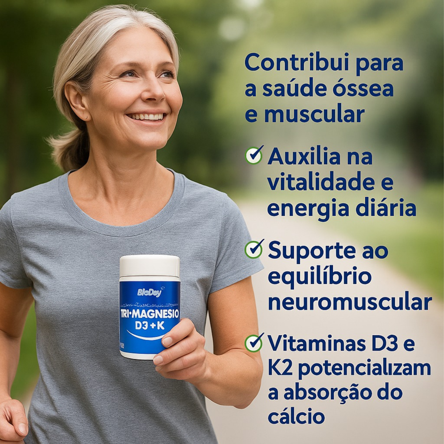 Tri Magnésio + Vitamina D3 e K2 - 60 Comprimidos