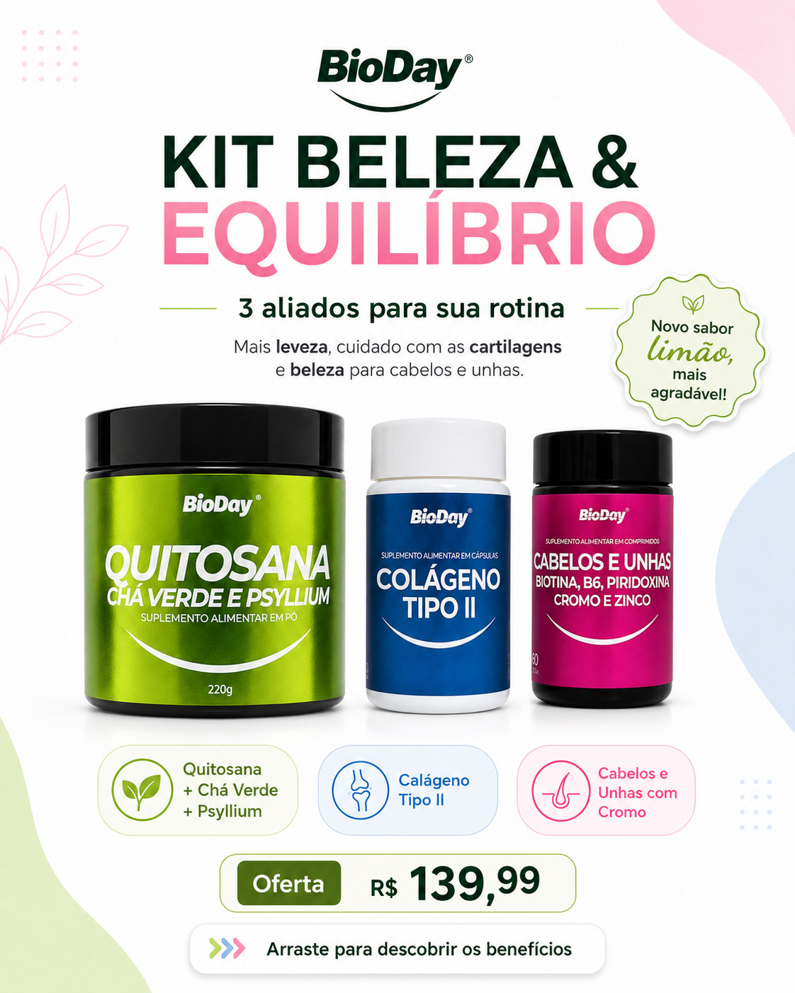Kit BioDay Beleza & Equilíbrio – 3 Produtos | Oferta R$ 139,99