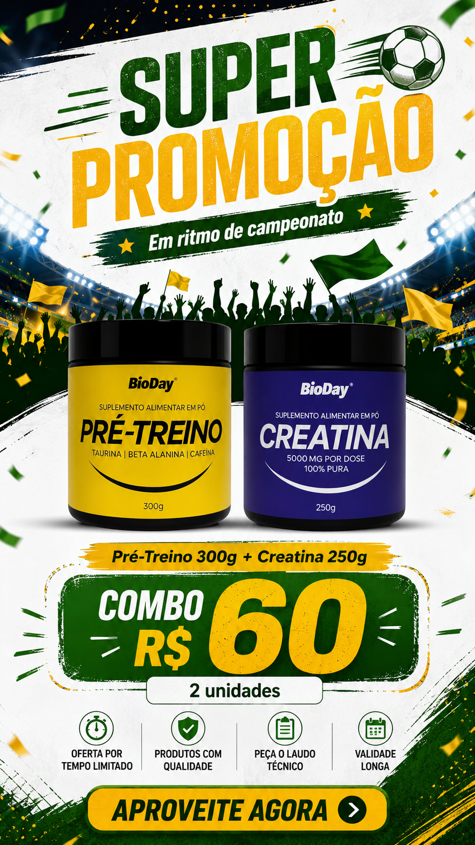 Combo 60 Pré-Treino + Creatina