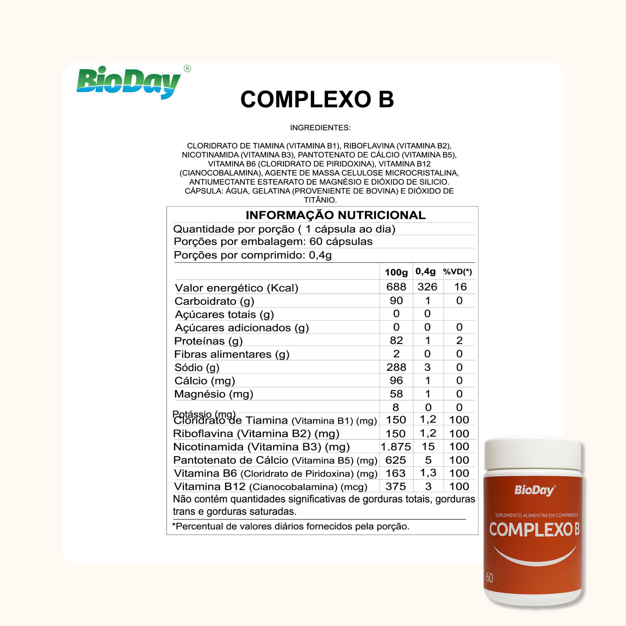 Complexo B (vitamina B) - 60 Cápsulas