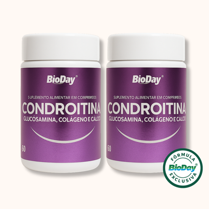 Kit Condroitina + Glucosamina + Colágeno + Cálcio - 2 Unidades - 120 Comprimidos