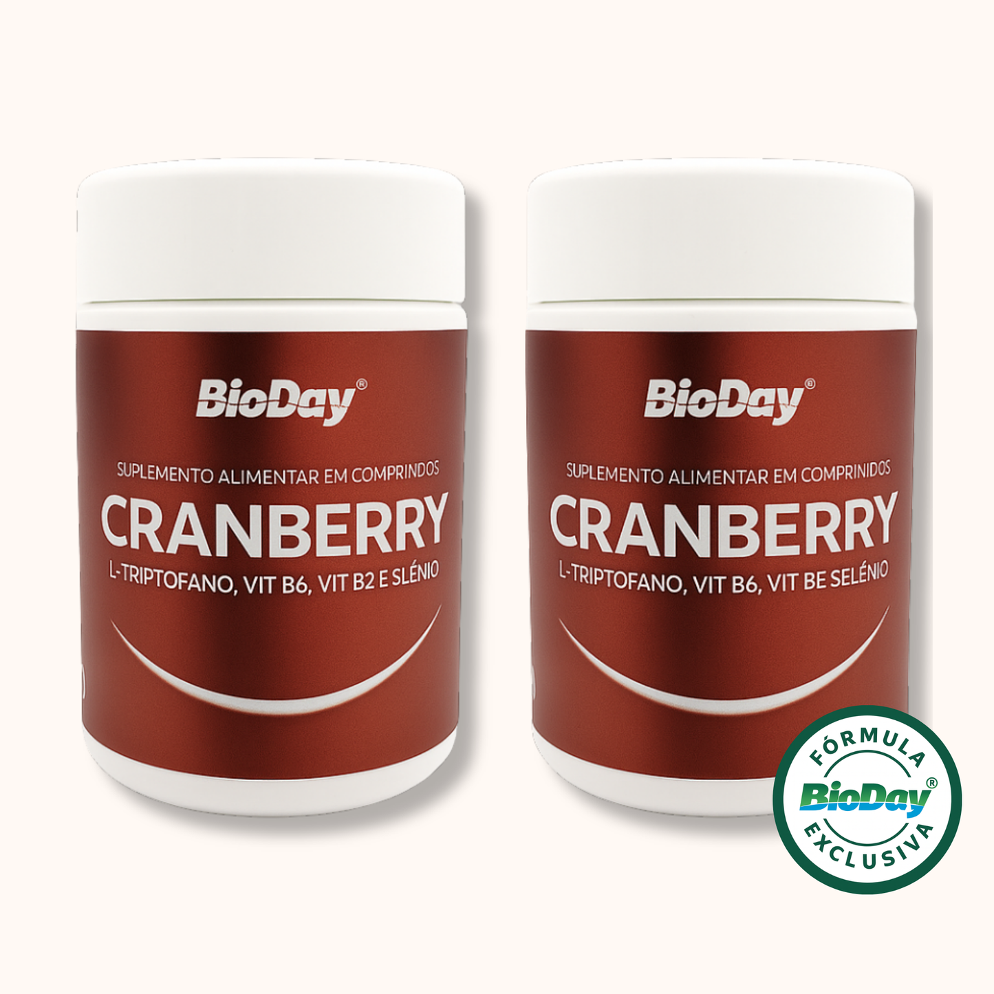 Kit Cranberry + L-triptofano + Vitamina B6 e B12 + Selênio - 2 Unidades - 120 Comprimidos