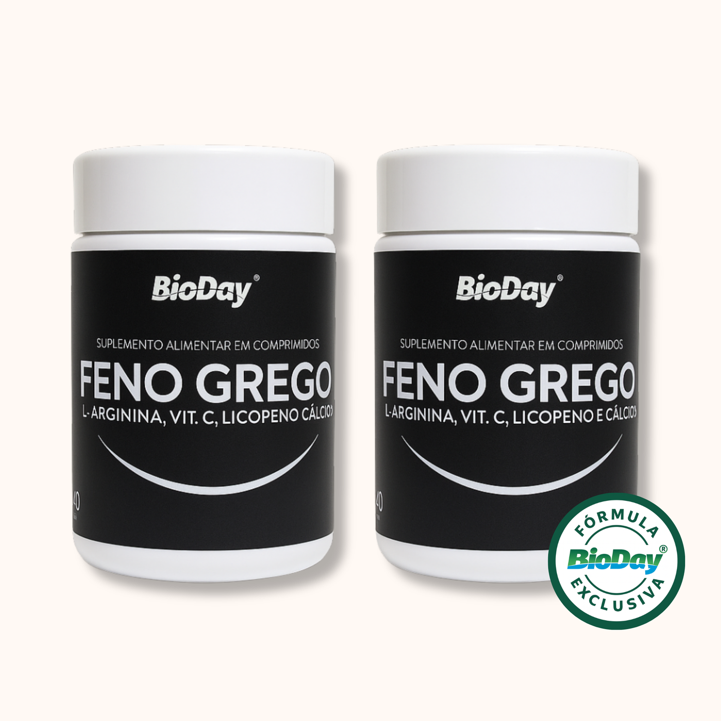 Kit Feno Grego + L-arginina + Licopeno + Vitamina C + Cálcio - 2 Unidades - 120 Comprimidos