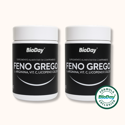 Kit Feno Grego + L-arginina + Licopeno + Vitamina C + Cálcio - 2 Unidades - 120 Comprimidos