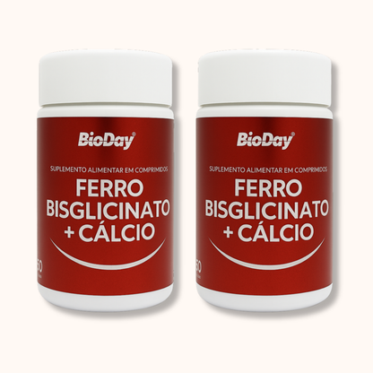 Kit Ferro Bisglicinato + Cálcio - 2 Unidades - 120 Comprimidos
