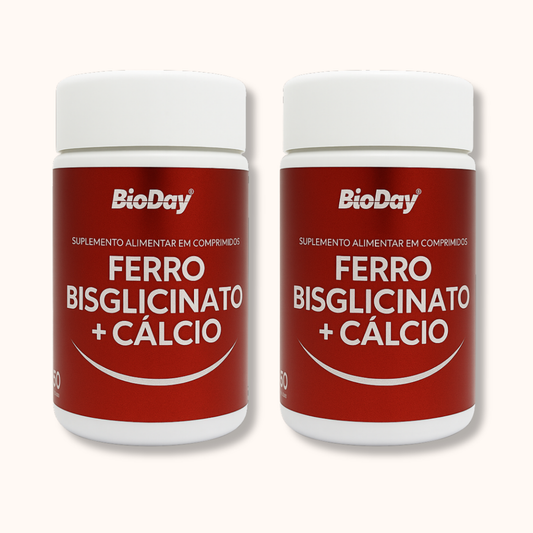 Kit Ferro Bisglicinato + Cálcio - 2 Unidades - 120 Comprimidos