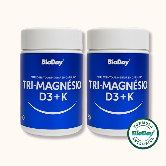 Kit Tri Magnésio + Vitamina D3 e K2 - 2 Unidades - 120 Comprimidos