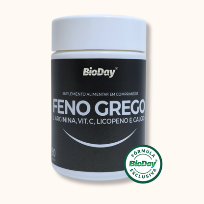 Feno Grego + L-arginina + Licopeno + Vitamina C + Cálcio - 60 Comprimidos