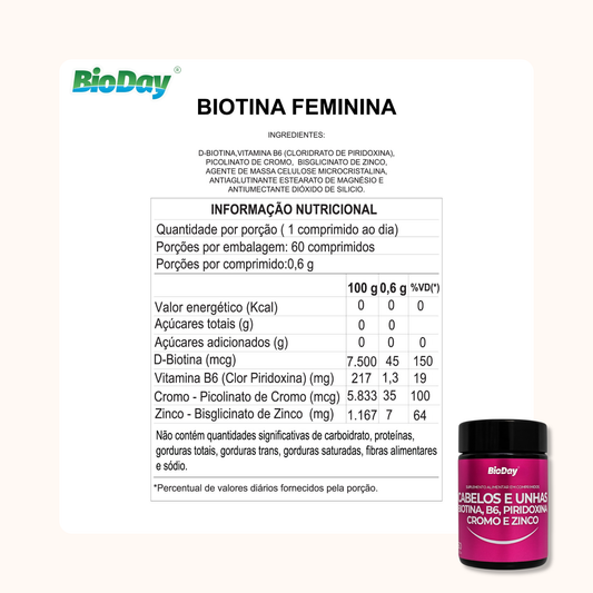 Biotina Cabelos e Unhas - 60 Comrpimidos