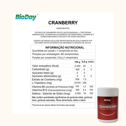 Kit Cranberry + L-triptofano + Vitamina B6 e B12 + Selênio - 2 Unidades - 120 Comprimidos