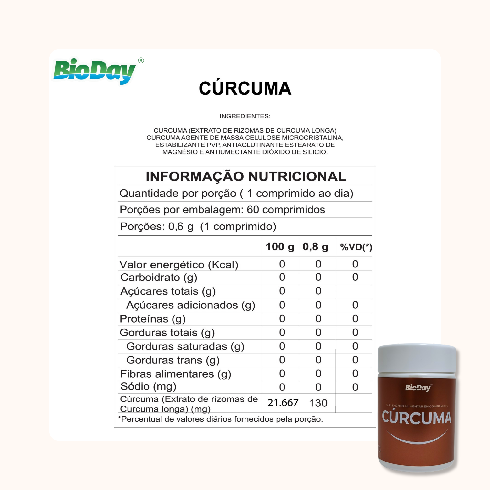Cúrcuma Longa -  60 Comprimidos