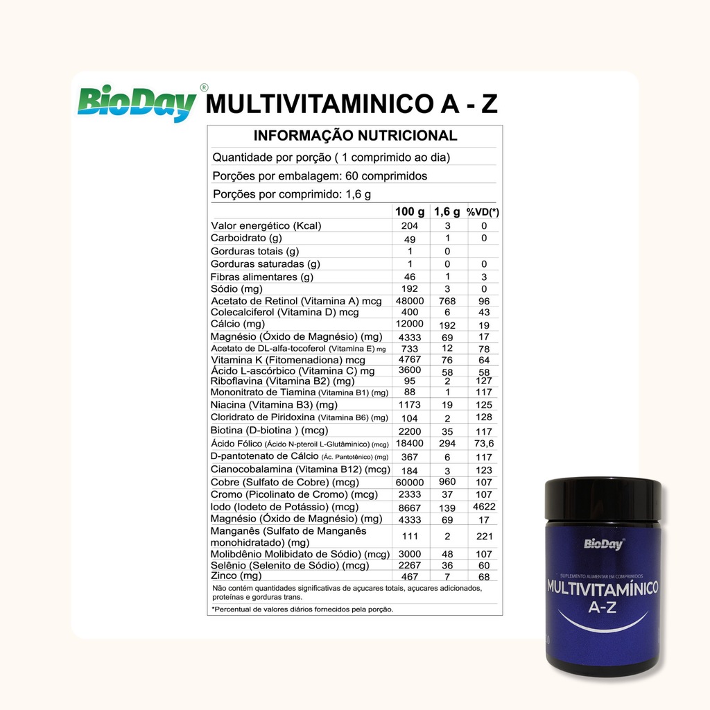 Multivitamínico A - Z - 60 Comprimidos