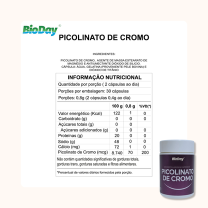 Kit Picolinato Cromo - 2 Unidades - 120 Comprimidos