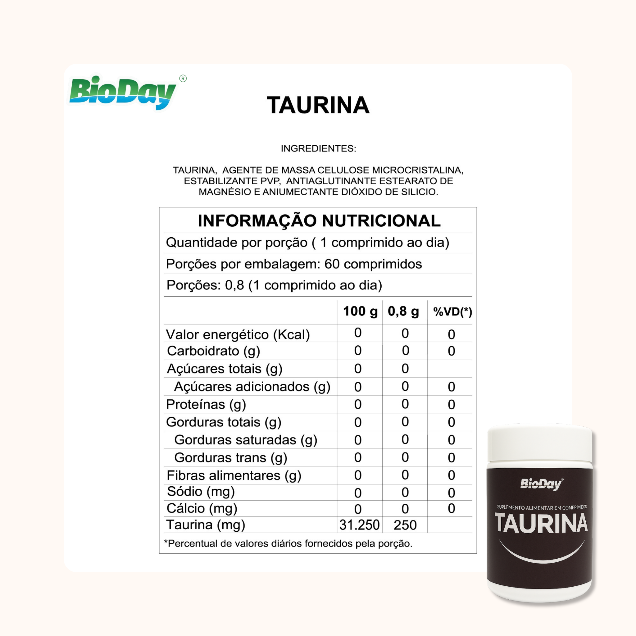 Taurina -  60 Comprimidos