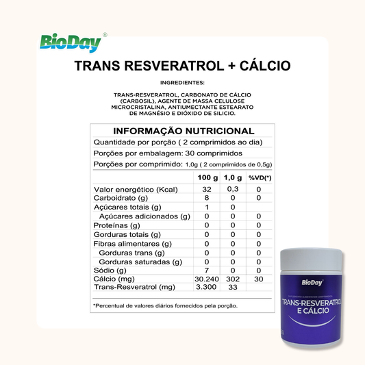 Kit Trans-resveratrol + Cálcio - 2 Unidades - 120 Comprimidos