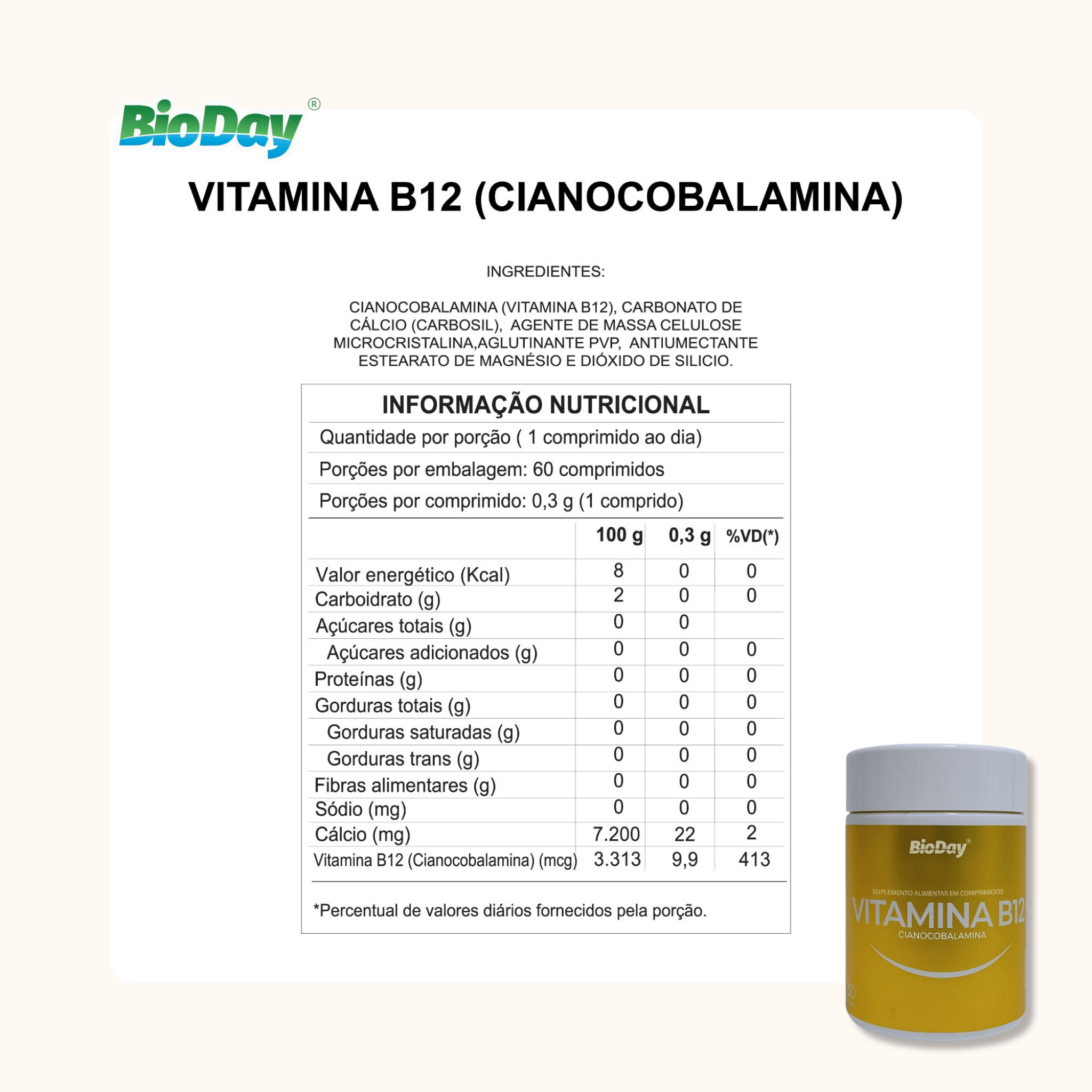 Vitamina B12 - 60 Comprimidos
