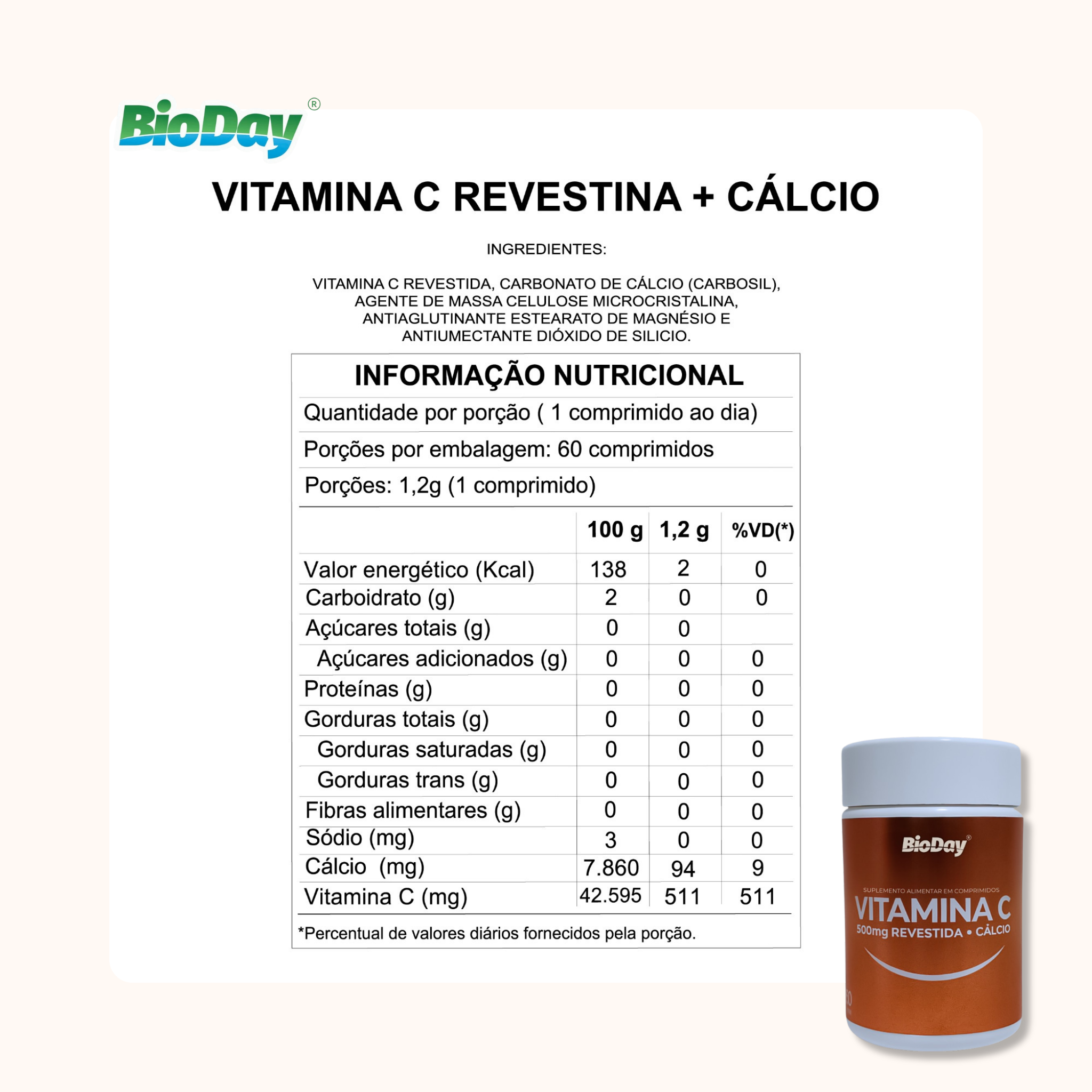 Vitamina C Revestida - 60 Comprimidos