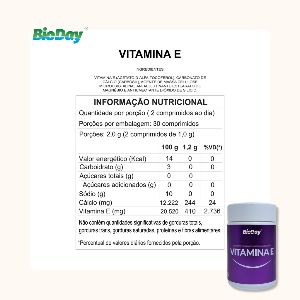 Vitamina E - 60 Comprimidos