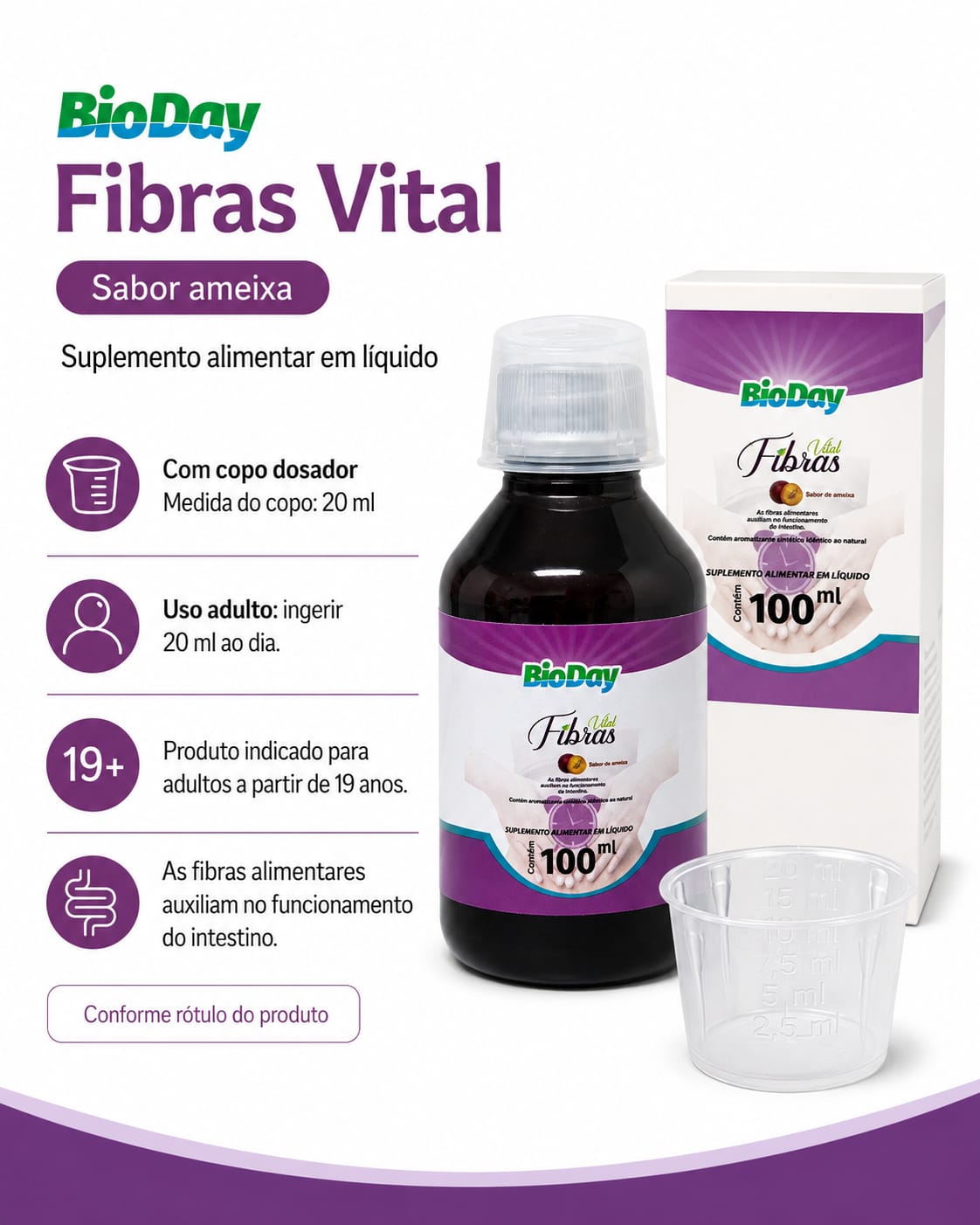 Vital fibras auxilia no funcionamento do intestino sabor ameixa