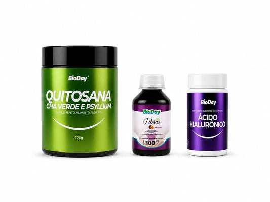 Protocolo Corpo em Equilíbrio Quitosana + Chá Verde e Psyllium | Vital Fibras | Ácido Hialurônico