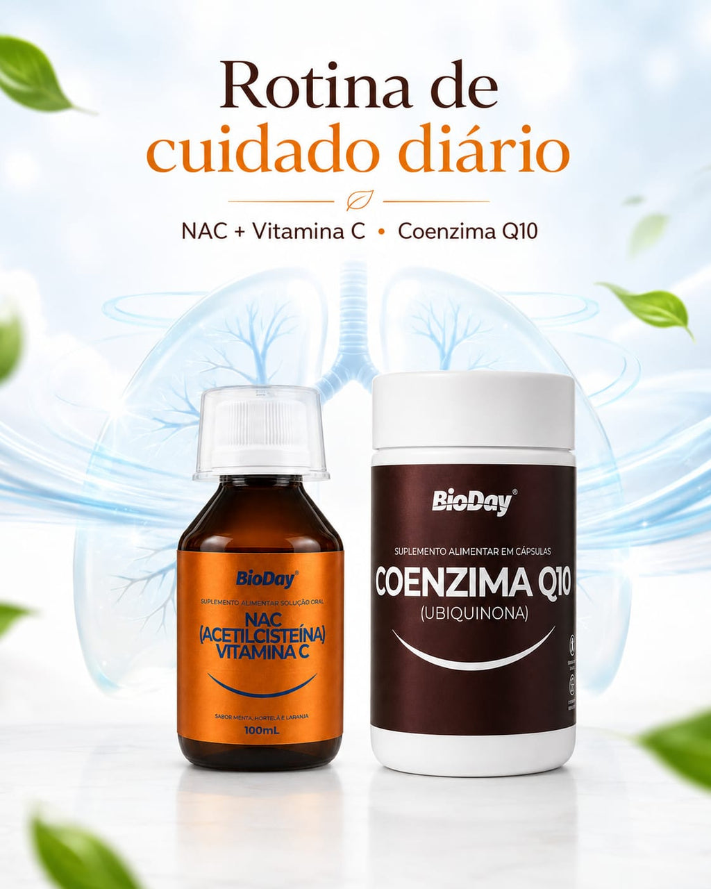 Kit Cuidado Essencial Premium NAC + Vitamina C + Coenzima Q10