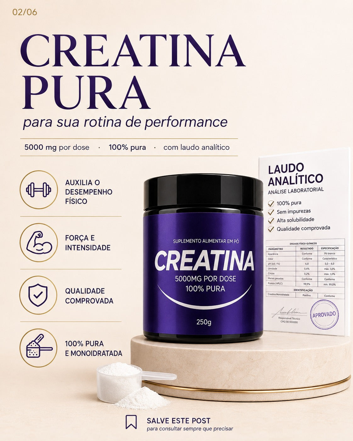Kit Creatina 250g + Cabelos e Unhas + Quitosana, Chá Verde e Psyllium
