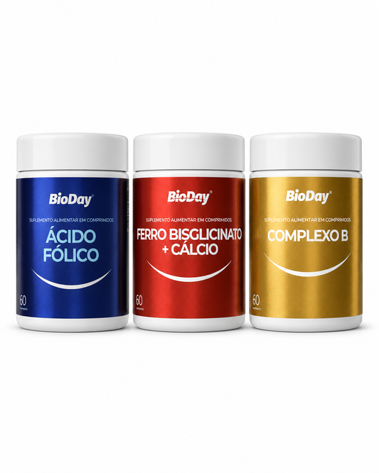 Kit Materna Fases BioDay – Ácido Fólico + Ferro com Cálcio + Complexo B