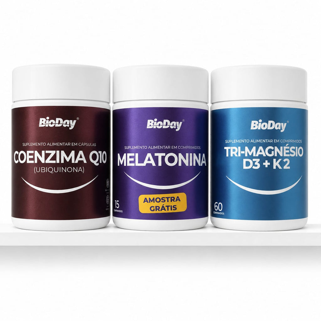 Kit Coenzima Q10 + Tri-Magnésio D3 K2 + Melatonina Grátis